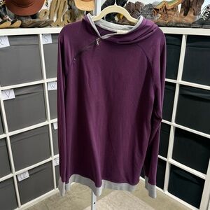 Fownd Purple Double Style Hoodie with Zipper and Gray Accents
